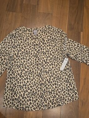 Chico's Leopard Print Top in Beige and Black